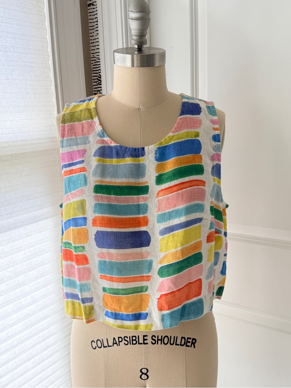 Slow Good Studios Multicolor Striped Sleeveless Crop Tank Top - Picture 2 of 9